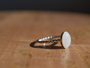 The Milky Oval Ring - Beaded Band